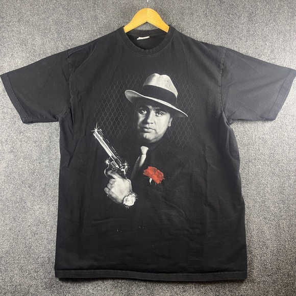Mens 2XL Pro Power Black Graphic T Shirt Gangster Design Short Sleeve - Picture 1 of 7